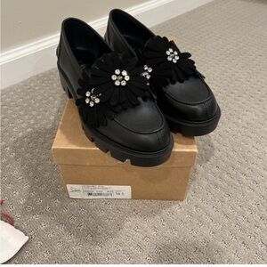 Christian Louboutin Black Floral Embellished Loafers